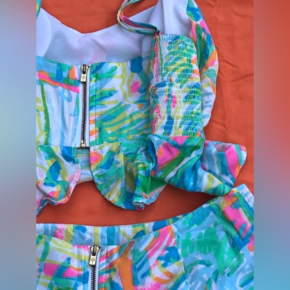 Lilly Pulitzer Linnea Salt and Sea Multicolored Crop Top and Short Set Size 0 - Picture 6 of 16